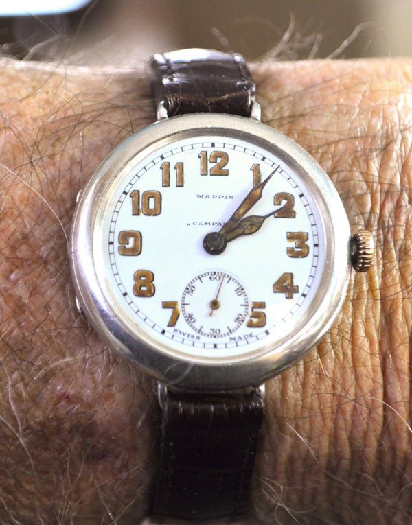1917 Longines Mappin Campaign Trench Watch in Silver with Enamel Dial