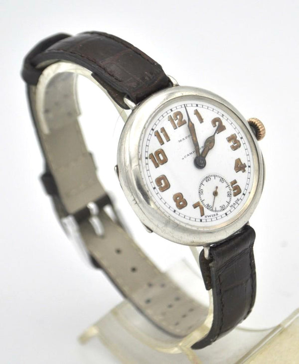 1917 Longines Mappin Campaign Trench Watch in Silver with Enamel Dial