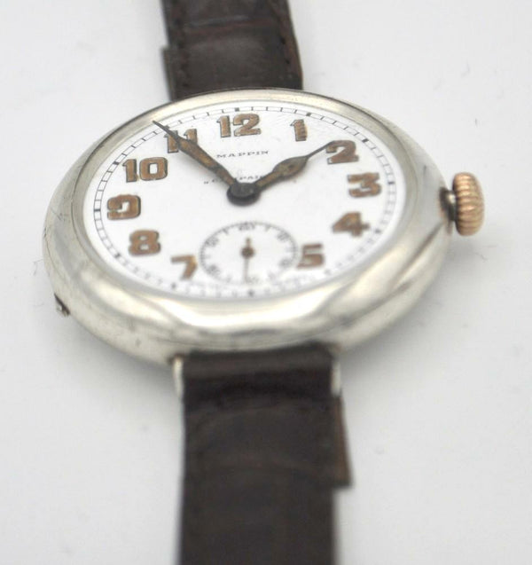 1917 Longines Mappin Campaign Trench Watch in Silver with Enamel Dial
