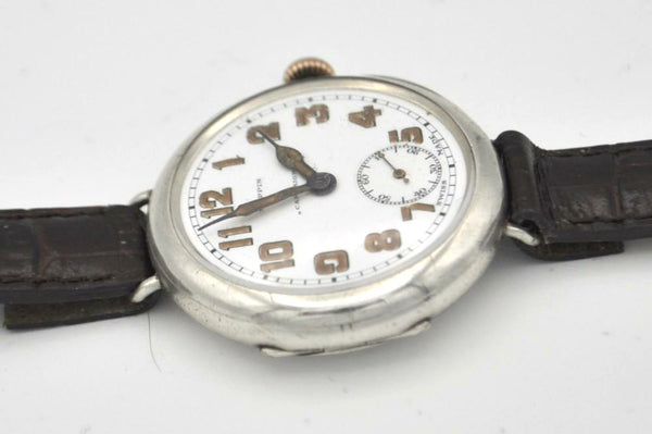 1917 Longines Mappin Campaign Trench Watch in Silver with Enamel Dial