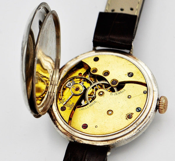 1917 Longines Mappin Campaign Trench Watch in Silver with Enamel Dial