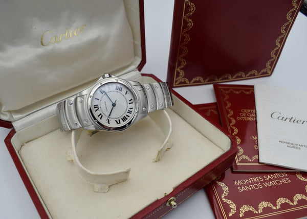 2000 Cartier Santos Ronde Automatic in Stainless Steel on Bracelet with Box and Papers Model 1920-1
