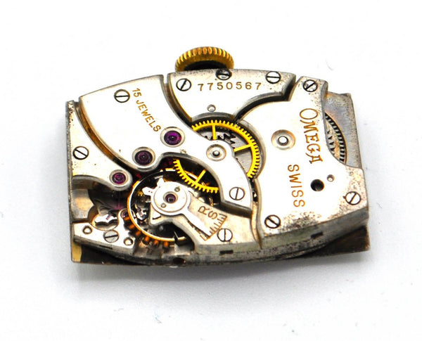 1936 Omega Art Deco Style Rectangular Watch with Arabic Dial in 18ct Gold with Rare Cal. 20F