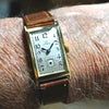 1936 Omega Art Deco Style Rectangular Watch with Arabic Dial in 18ct Gold with Rare Cal. 20F