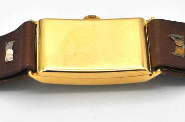 1936 Omega Art Deco Style Rectangular Watch with Arabic Dial in 18ct Gold with Rare Cal. 20F