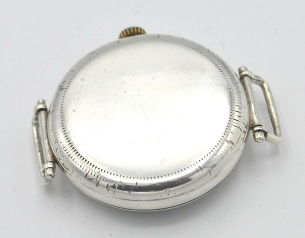 1928 JW Benson London Trench Style Screw Back and Front Silver Dennison Case with Cyma Tavannes Movement