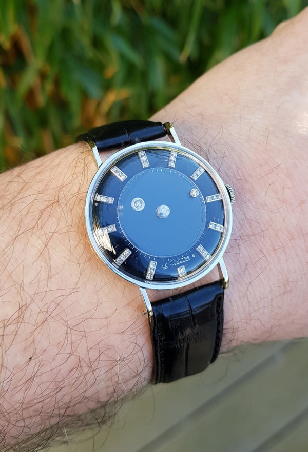 LeCoultre and Vacheron Constantin Wristwatch 1950s with Diamond Mystery 'Galaxy' Dial in 14ct Gold