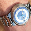 Omega Dynamic Automatic Day Date with Two Tone Silver and Blue Bullseye Dial in Stainless Steel on Bracelet 1969