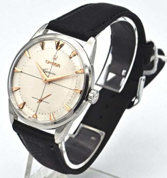 1954 Large Omega Geneve with Cross Hairs and Subsidary Seconds in Stainless Steel Model 2748