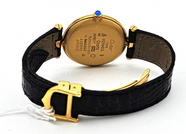Cartier Ronde Vermeil in Sterling Silver Gilt with Deployment Clasp Model 590003 Circa 1990