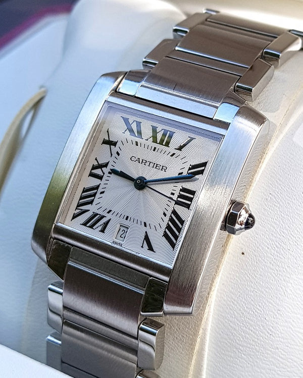 2003 Gent's Cartier Tank Française Automatic Date in Stainless Steel on Bracelet with Box Model 2302