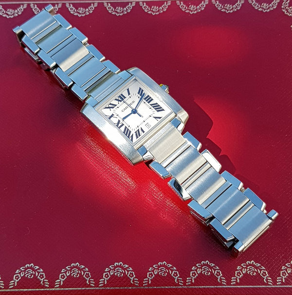2003 Gent's Cartier Tank Française Automatic Date in Stainless Steel on Bracelet with Box Model 2302