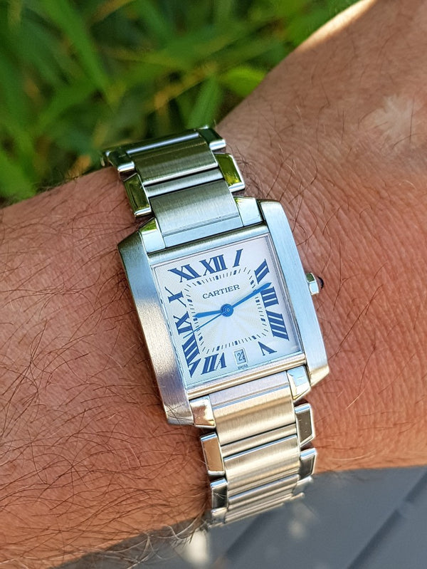 2003 Gent's Cartier Tank Française Automatic Date in Stainless Steel on Bracelet with Box Model 2302