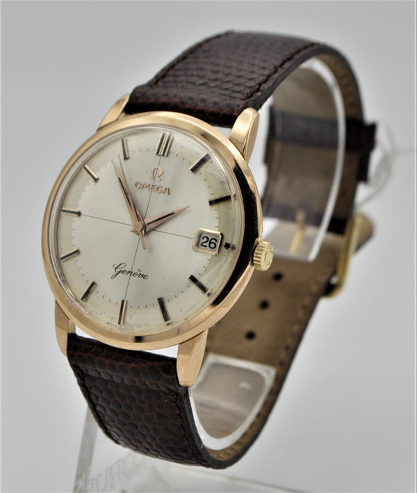 Omega Geneve Date with Cross Hairs in 18ct Pink Gold Made in France 1959