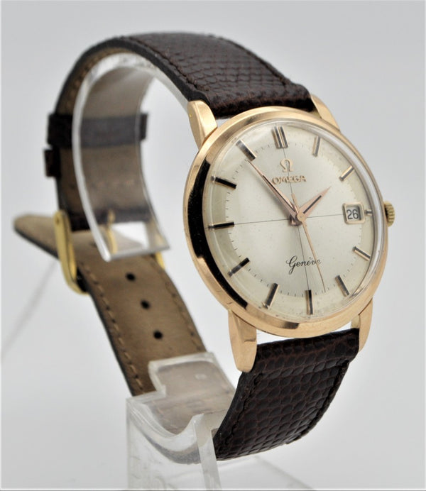 Omega Geneve Date with Cross Hairs in 18ct Pink Gold Made in France 1959