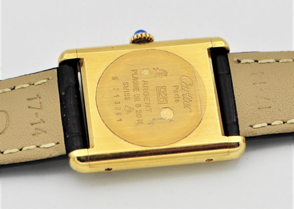 Cartier Tank Mechanical Manual Wind with Tri Colour Dial in Silver Gilt Circa 1970