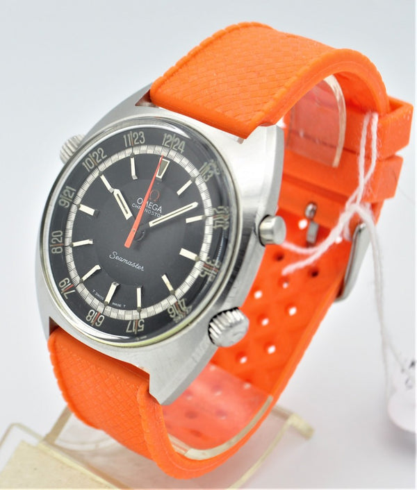 Omega Seamaster Chronostop Dive Style Watch with 24 Hour Inner Bezel Model 145.008 in Stainless Steel 1968