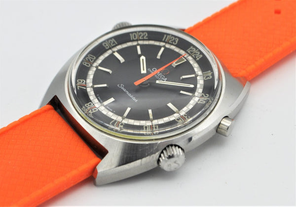 Omega Seamaster Chronostop Dive Style Watch with 24 Hour Inner Bezel Model 145.008 in Stainless Steel 1968