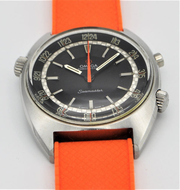 Omega Seamaster Chronostop Dive Style Watch with 24 Hour Inner Bezel Model 145.008 in Stainless Steel 1968