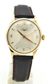 Longines 9ct Gold Dress Watch Model 13322 with Rare Hourglass Dial and Original Box Circa 1957