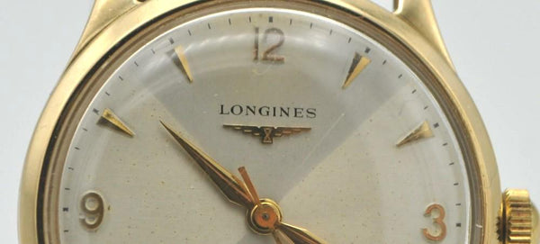 Longines 9ct Gold Dress Watch Model 13322 with Rare Hourglass Dial and Original Box Circa 1957