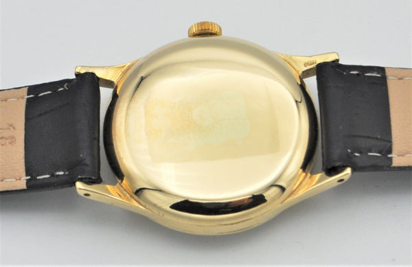 Longines 9ct Gold Dress Watch Model 13322 with Rare Hourglass Dial and Original Box Circa 1957