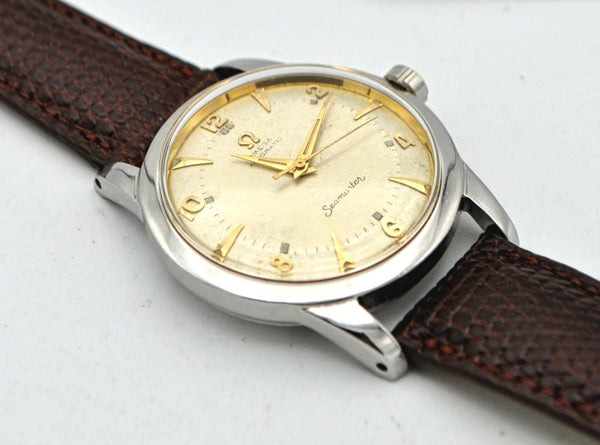 1950 Omega Seamaster Automatic Bumper with Arabic Numerals and Arrow Markers in Stainless Steel Model 2677