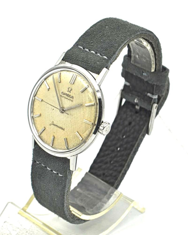 Omega Seamaster Automatic with Linen Dial in Stainless Steel with Omega Buckle and Box 1962