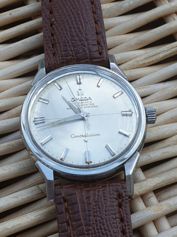 1966 Omega Constellation Auto with Cross Hair Dial and Dog Leg Lugs 167.005 in Stainless Steel