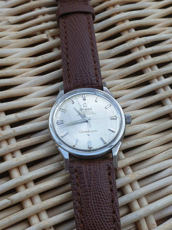 1966 Omega Constellation Auto with Cross Hair Dial and Dog Leg Lugs 167.005 in Stainless Steel