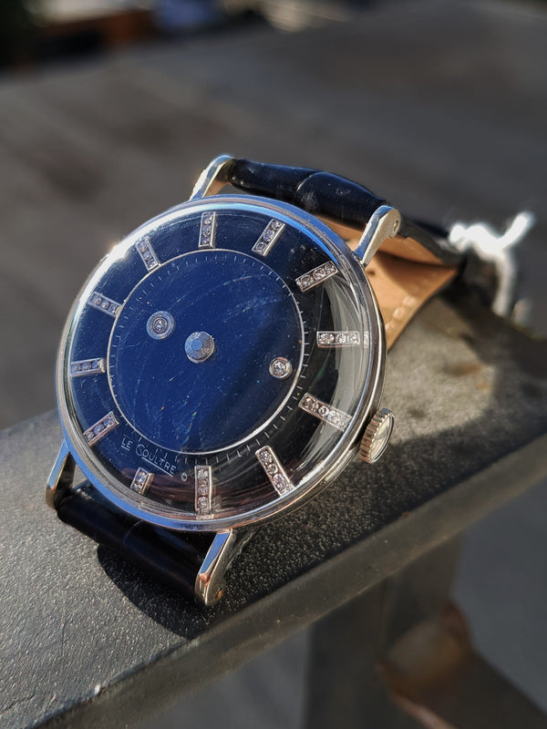 LeCoultre and Vacheron Constantin Wristwatch 1950s with Diamond Mystery 'Galaxy' Dial in 14ct Gold