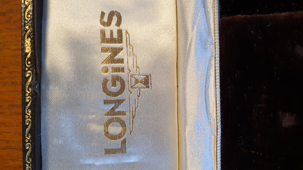 Longines 9ct Gold Dress Watch Model 13322 with Rare Hourglass Dial and Original Box Circa 1957