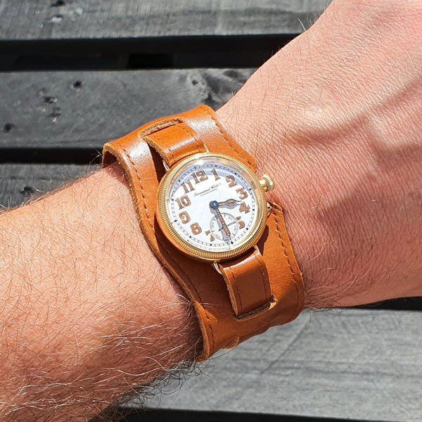1926 International Watch Company (IWC) Rare Trench Style Borgel Officers Watch in 18ct Gold