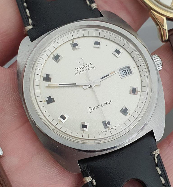 Large Omega Seamaster Auto Date with Stardust Dial in Stainless Steel Model 166.065 Dated 1971