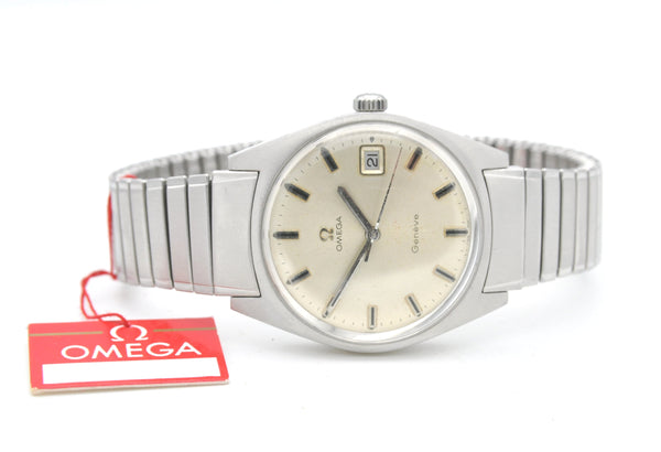 1969 Omega Geneve Date Model 136.041 Manual Wind with Rare Fixo-Flex Bracelet Original Box and Paperwork