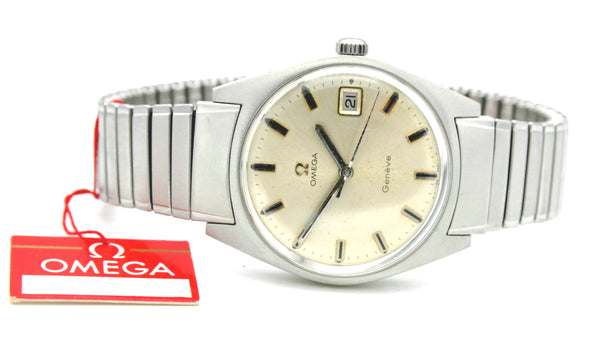 1969 Omega Geneve Date Model 136.041 Manual Wind with Rare Fixo-Flex Bracelet Original Box and Paperwork