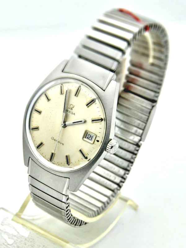 1969 Omega Geneve Date Model 136.041 Manual Wind with Rare Fixo-Flex Bracelet Original Box and Paperwork