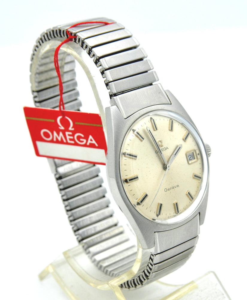 1969 Omega Geneve Date Model 136.041 Manual Wind with Rare Fixo-Flex Bracelet Original Box and Paperwork