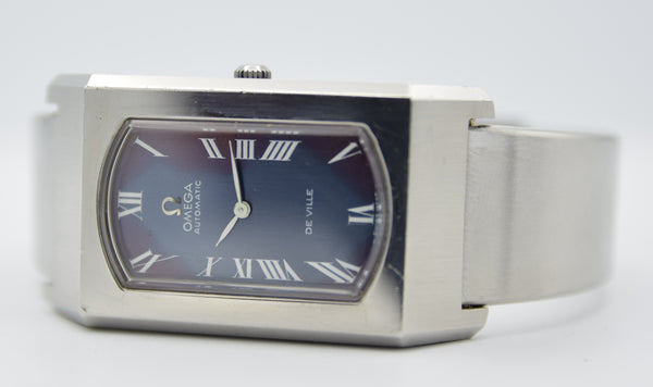 1973 Omega Rare & Special De Ville Automatic Stainless Steel Bracelet Watch 155.006 Blue Dial & Roman Numerals