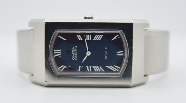 1973 Omega Rare & Special De Ville Automatic Stainless Steel Bracelet Watch 155.006 Blue Dial & Roman Numerals