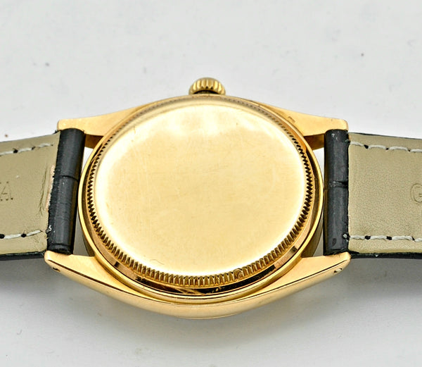 1950s Rolex Oyster Perpetual Chronometer in 18ct Gold Model 6567 with Fluted Bezel and Dagger Markers