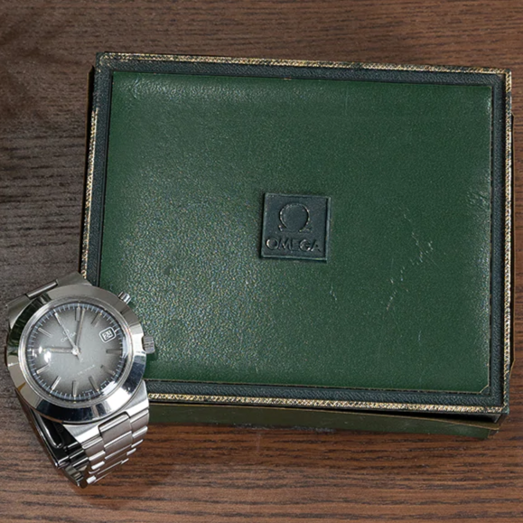 1969 Omega Rare Jumbo De Ville Chronostop with Grey Fume Dial Model 146.012 on Bracelet with Box