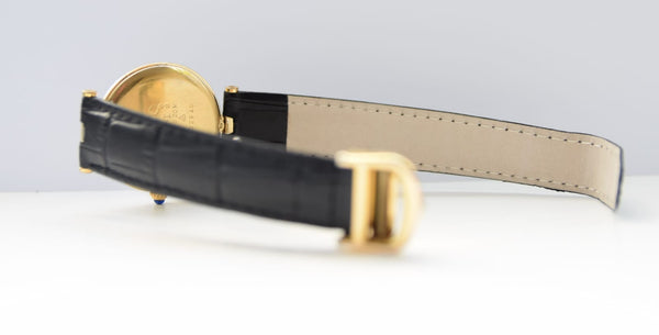 Cartier Ronde Vermeil with Lapis-Type Dial and Vendôme Lugs in Sterling Silver 925 Gilt Circa 1990s