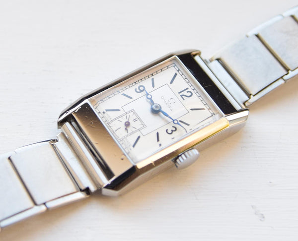 Omega Art Deco Style Wristwatch in Stainless Steel Case with Caliber 20F Circa 1934-36