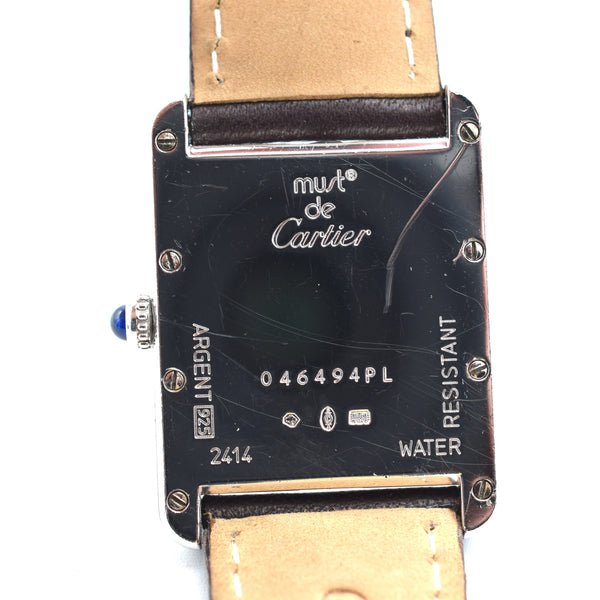 2001 Classic Cartier Full Size Tank with Date & Deployment Buckle Model 2414 with Box and Papers