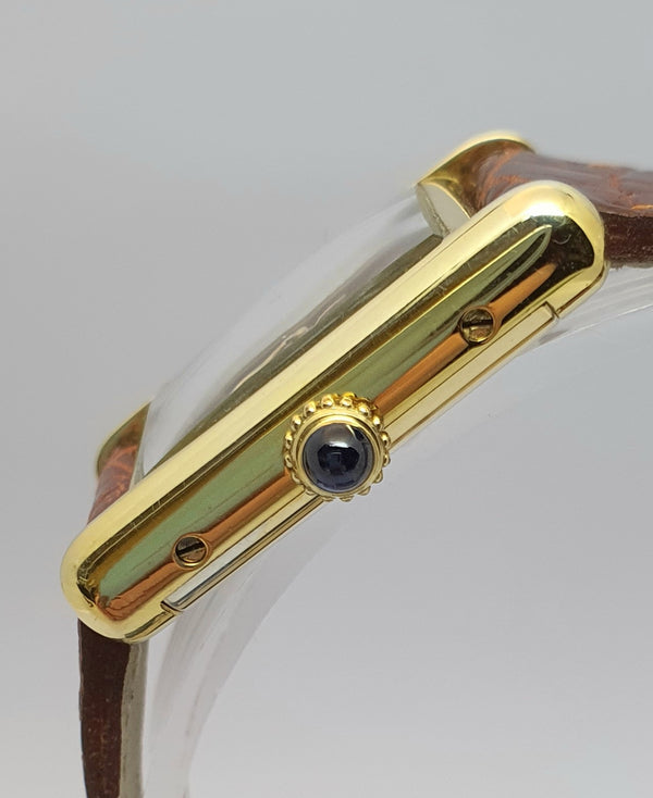 Ladies Cartier Tank Mechanical with Burgundy Dial in 925 Silver Gilt 1970s