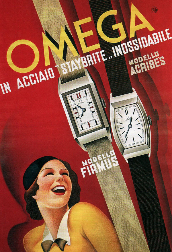 (Reserved) Rare Omega Marine Deco Rectangular Tonneau Pupitre Wristwatch in Staybrite Case Circa 1934