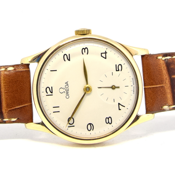 1947 Omega Manual Wind Dress Watch with Arabic Numerals in 9ct Gold