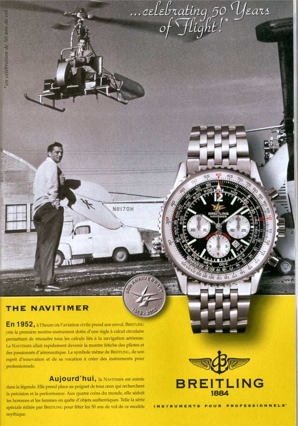 1969 Breitling Navitimer Cosmonaute 24hr Chronograph Pilot's Wristwatch in Stainless Steel Model 809 + Booklet