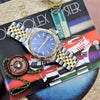1979 Stunning Rolex Gold & Steel Oyster Perpetual Datejust with Fluted Gold Bezel Blue Dial  Model 16013 + Box, Book & Swing Tags